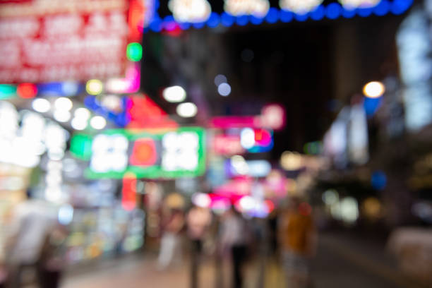 Blurred photo Hong Kong market at night
