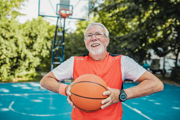 istock Senior man on the basketball field 1270095653