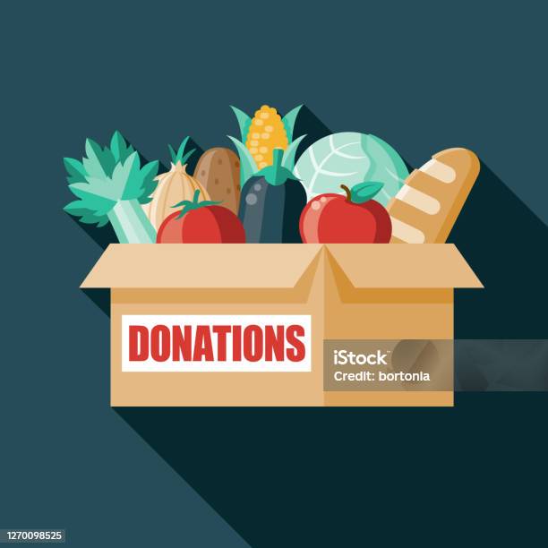 Ilustración de Caja De Donación De Alimentos y más Vectores Libres de Derechos de Caja de donaciones - Caja de donaciones, Donación benéfica, Alimento