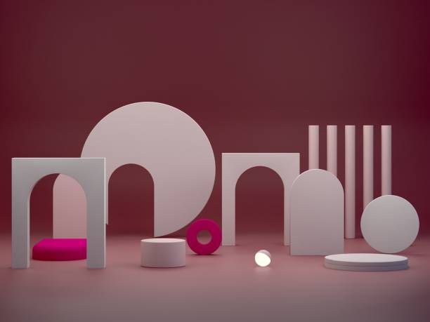 istock 3d scene with podium, arch  and abstract background. 1270099726