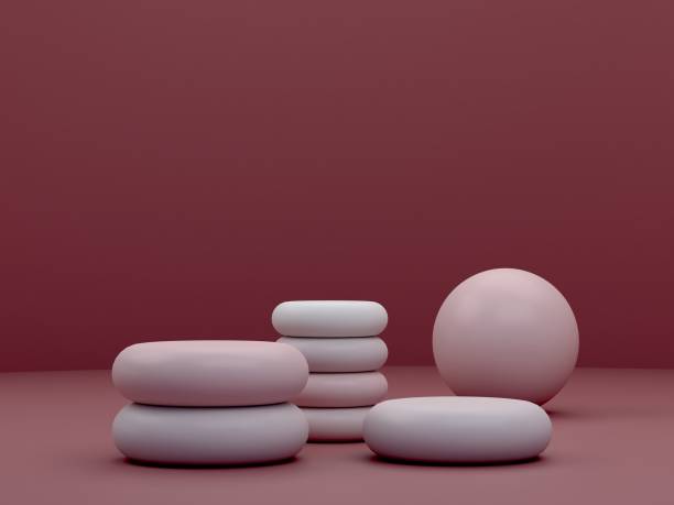 istock Minimal scene with podium, ball and abstract background. 1270099736
