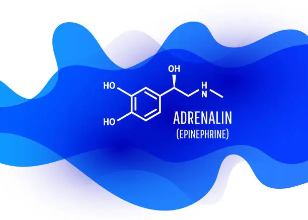Vector illustration of Adrenalin chemical formula with liquid fluid shapes on white background