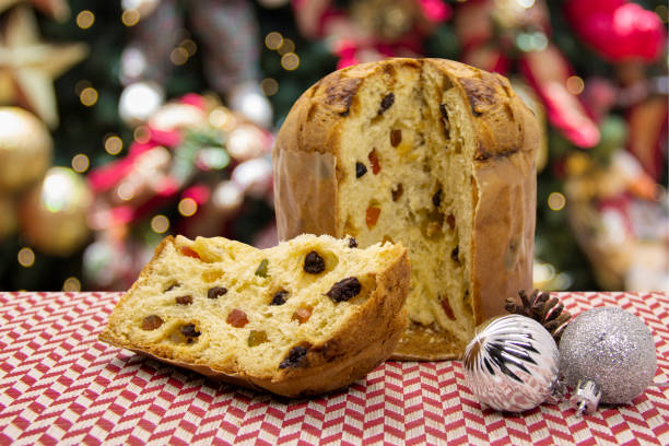 istock Fruit panettone, typical Christmas dessert. Christmas background. 1270101169