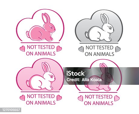 istock Not tested on animals vector icon set. Hand drawn rabbit sign. Cruelty free, natural cosmetic products. 1270105557