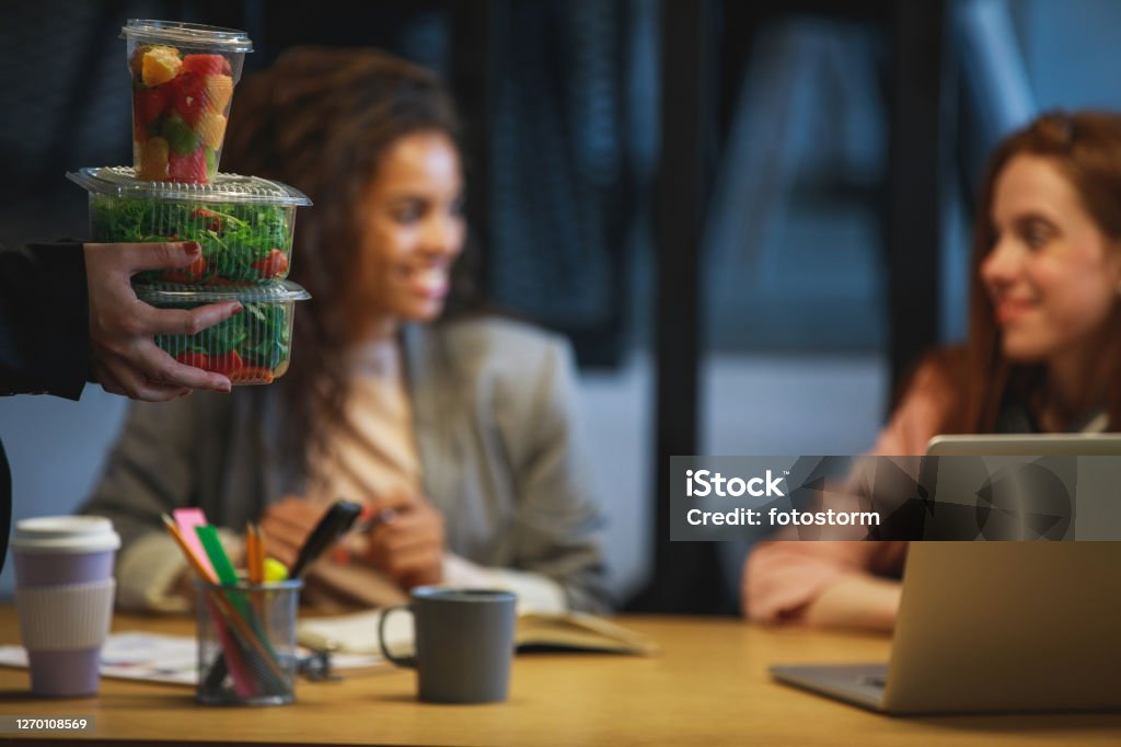 Time To Enjoy A Healthy Fast Lunch At The Office Stock Photo - Download