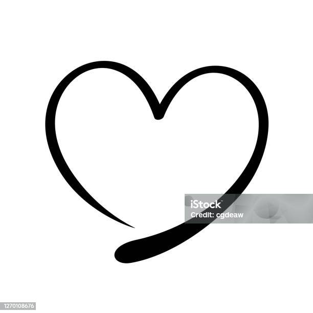 Garis Hitam Doodle Bentuk Hati Terisolasi Pada Putih Bingkai Hati