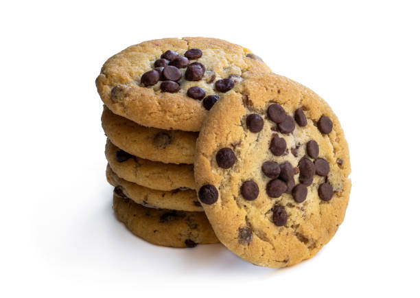 istock Stack of chocolate chip cookies isolated on white 1270109524