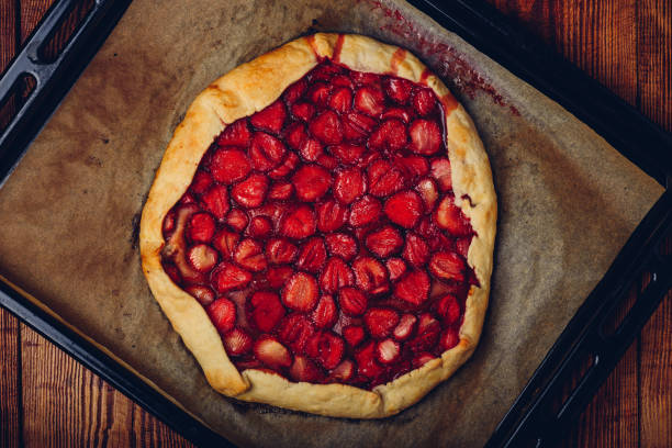 istock Fresh Baked Strawberry Galette On Baking Sheet 1270109543