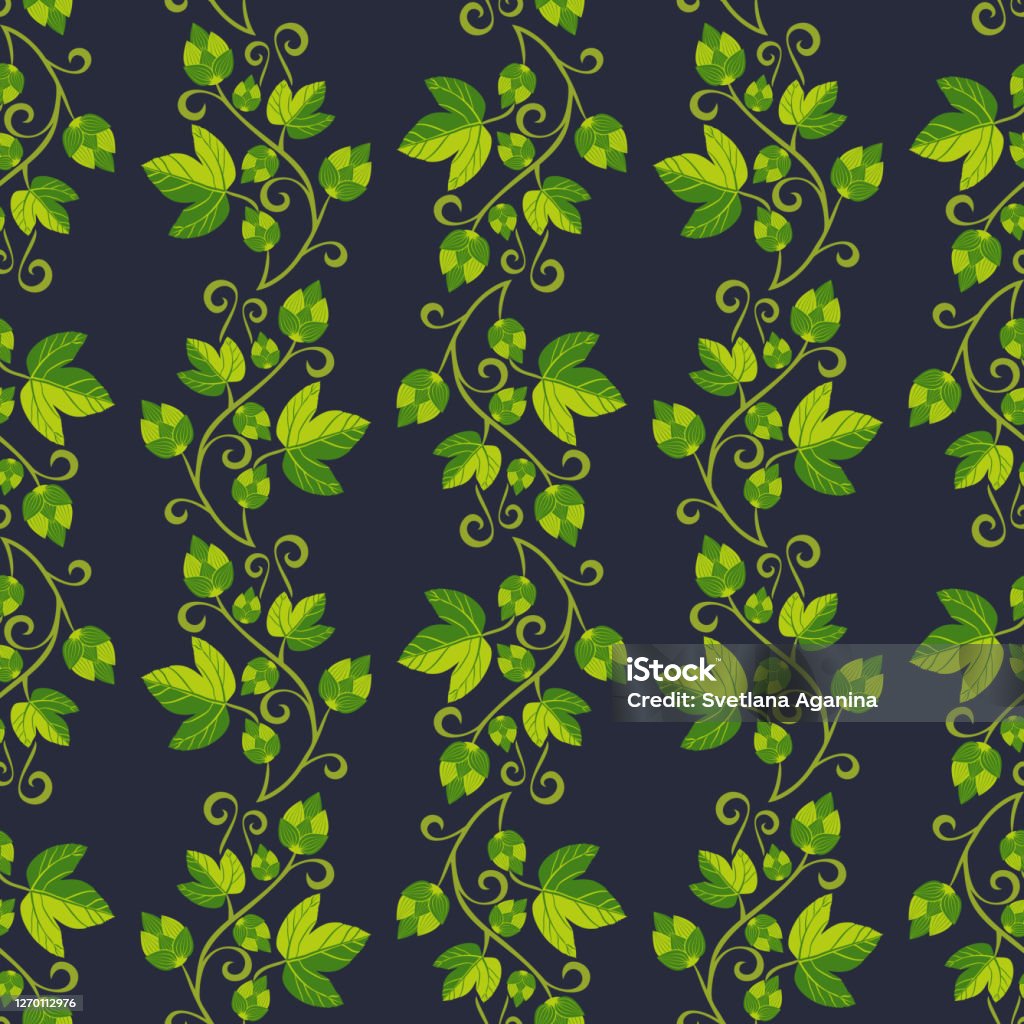 Hop Pattern Vector Hop Plant Hand Drawn Seamless Vector Pattern Stock Illustration ...