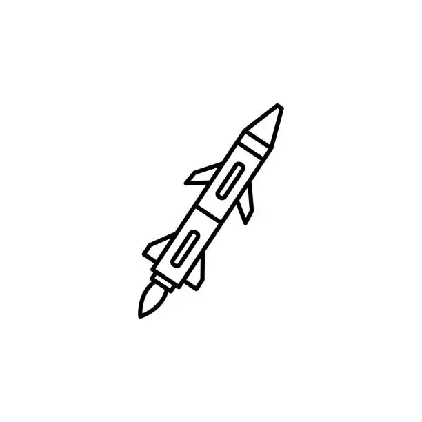 Vector illustration of missile line icon. Signs and symbols can be used for web, logo, mobile app, UI, UX