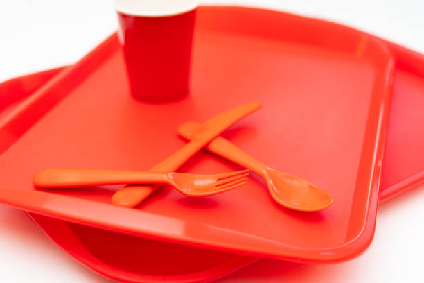 istock Red plastic food tray. 1270117997