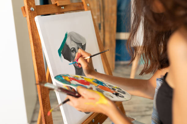 istock Fine art students painting portrait 1270118778