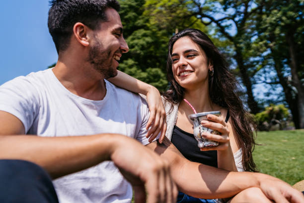 istock Couple drinking yerba mate on date 1270119939