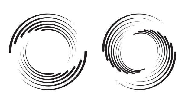 illustrations, cliparts, dessins animés et icônes de cercle concentrique abstrait. cercles segmentés avec rotation. - swerving