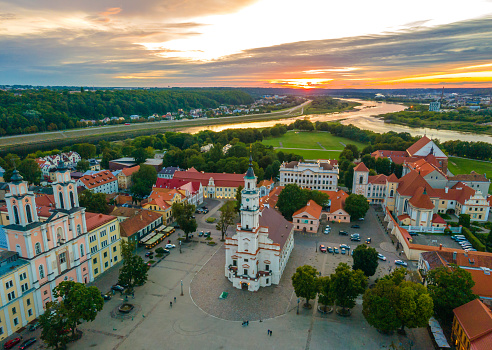 Aerial view of Kaunas old town