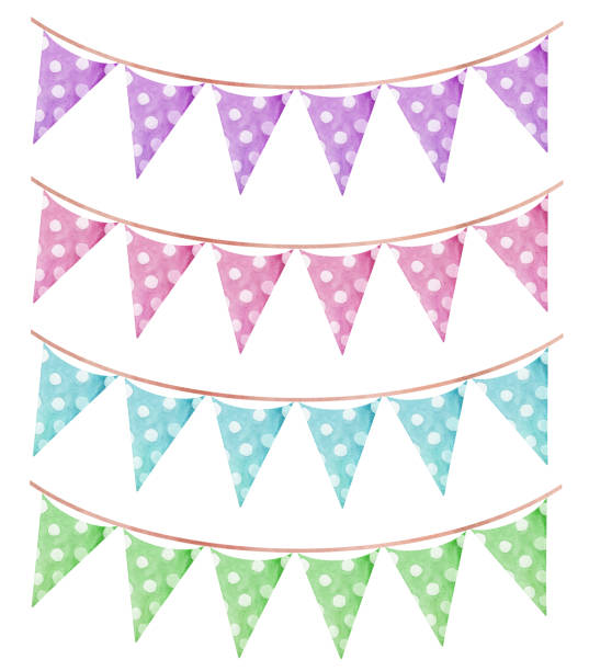 istock watercolor pastel color party buntings with triangle flags set isolated on white background 1270124667