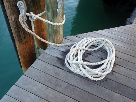 OLYMPUS DIGITAL CAMERA   White line coiled on dock.