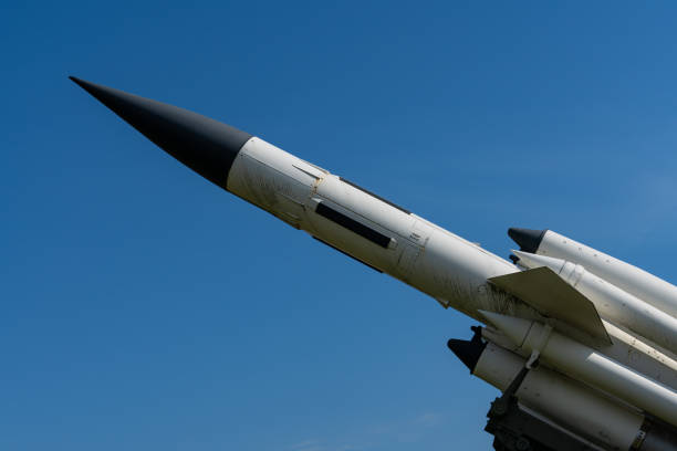 istock Old missile or rocket on its launch ramp 1270130013