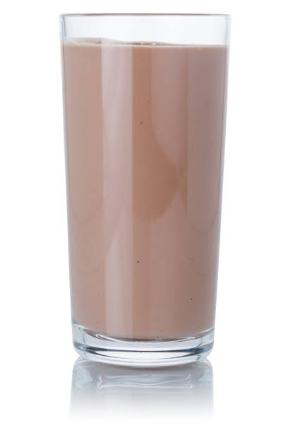 Fresh chocolate milk shake milkshake glass isolated on a white background