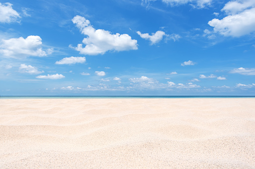 Empty sand beach and sea with clear sky background