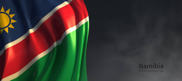 istock namibia flag. african countries flag with smoky background. 1270142978