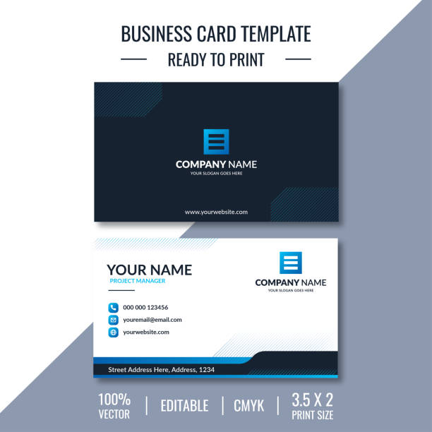 ilustrações, clipart, desenhos animados e ícones de modelo criativo de cartão de visita moderno - business card design marketing branding