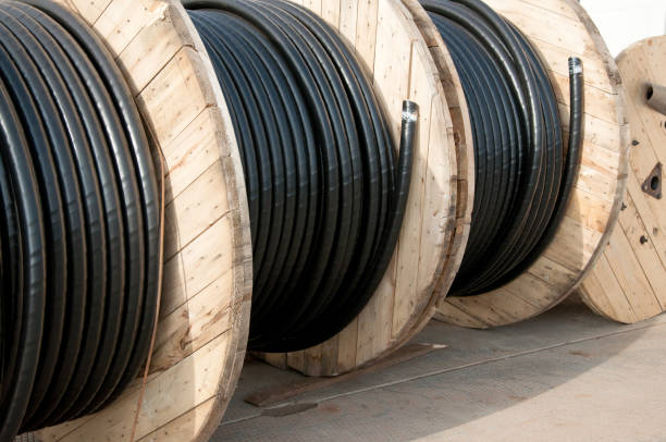 istock A bay of black Large diameter electric cable. Electric tools for construction works 1270143857