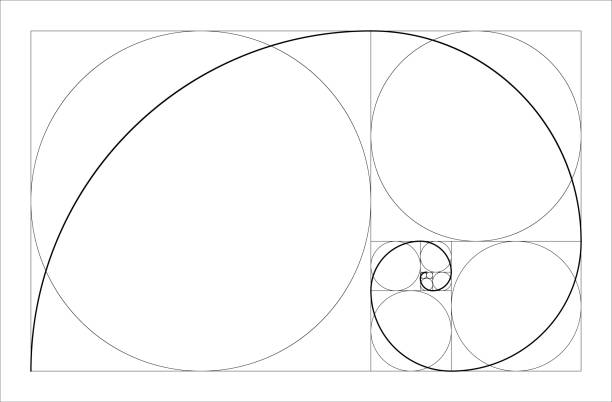 золотое соотношение геометрической концепции. фибоначчи спираль. векторная иллюстрация. - black gold abstract spiral stock illustrations