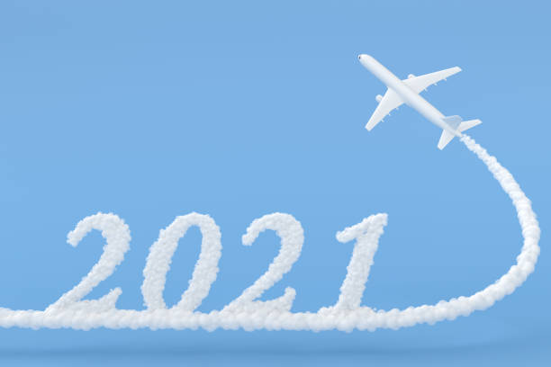 capodanno 2021 disegno in aereo su sfondo blu - 2971 foto e immagini stock
