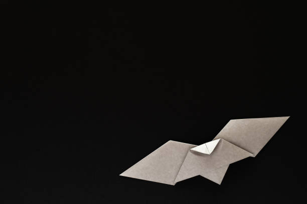 istock gray origami bat on black background 1270144250