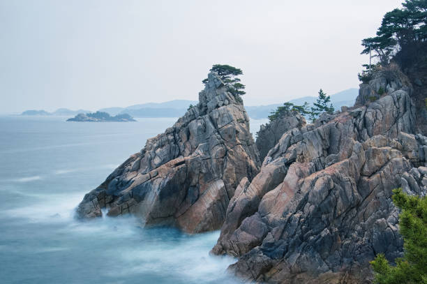 Beautiful rock walls on the coast