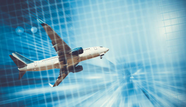 istock Airplane taking up motion in sky 1270150644