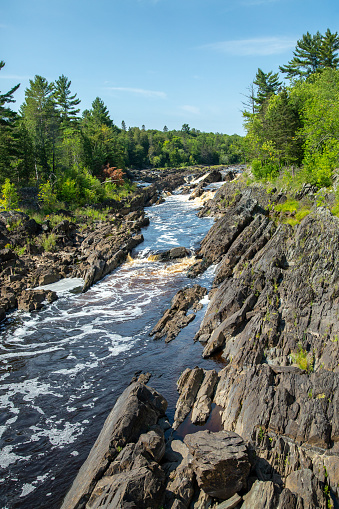 View of some waterfalls on the St. Louis River in Minnesota, USA, at Jay Cooke State Park.