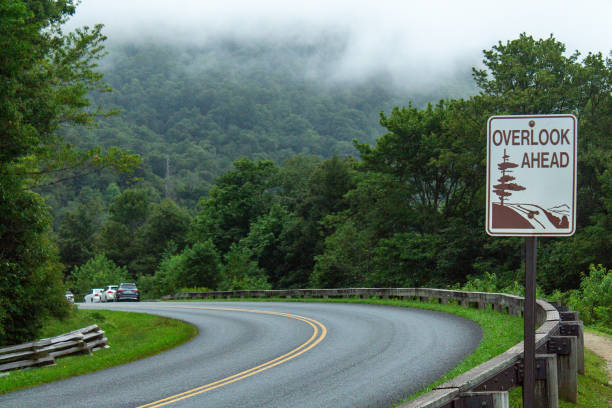 Blue Ridge Parkway overlook sign stock photo