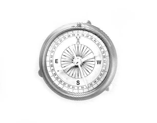 Photo of Vintage compass with engraving illustration effect