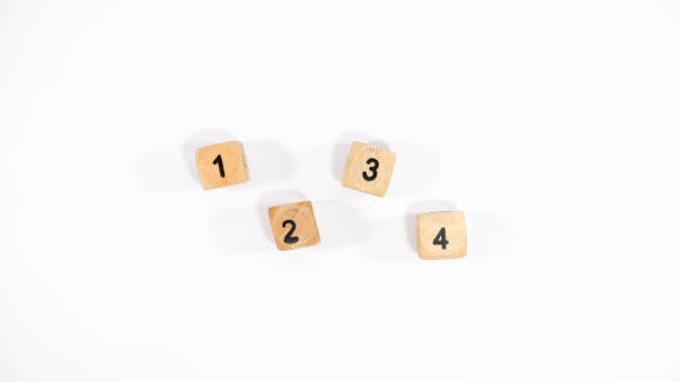 istock Top view of four wooden dice on white background 1270170335