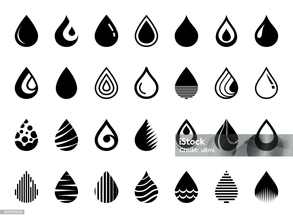 Wassertropfen-Symbole gesetzt - Lizenzfrei Tropfen Vektorgrafik