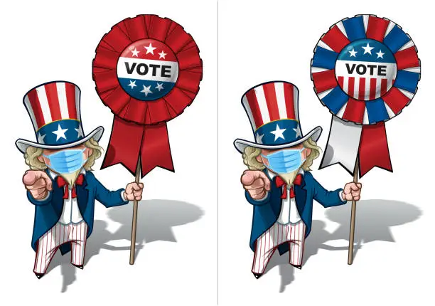 Vector illustration of Uncle Sam I Want You to Vote - Surgical Mask