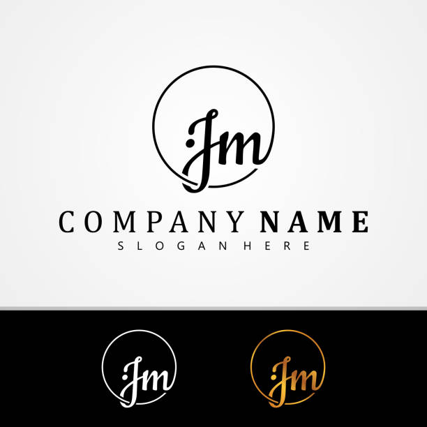 ilustrações, clipart, desenhos animados e ícones de j m jm design vetorial de assinatura de símbolo inicial com cores diferentes - letter m paintbrush sign painting