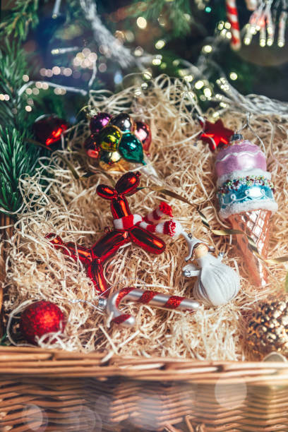 istock Box of Unusual Modern Christmas Baubles 1270181305