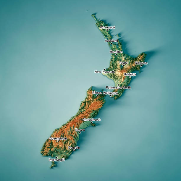 istock New Zealand Country 3D Render Topographic Map Cities 1270183381