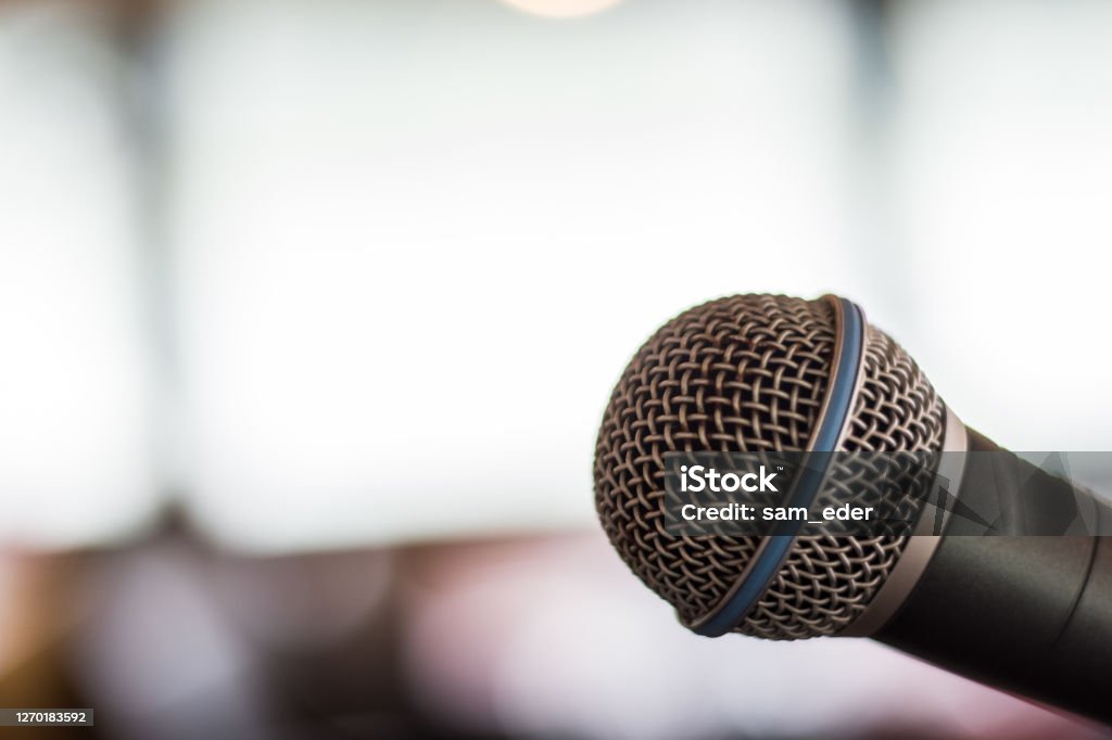 microphone at a concert detail view microphone at a concert detail view with bright background Color Image Stock Photo