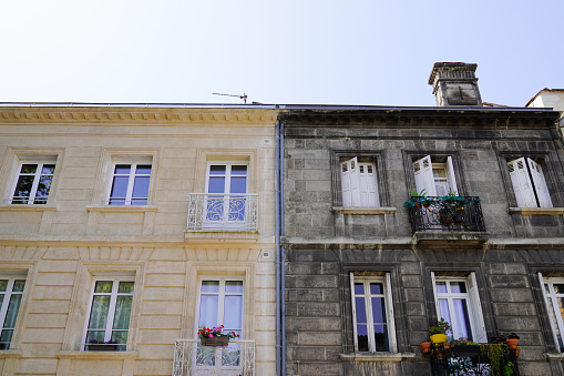 old colorful facades in Heidelberg historic town at sunny summer day