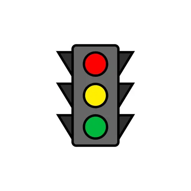 Vector illustration of Led Modern Street Traffic Lights Icon