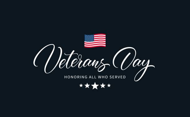 illustrazioni stock, clip art, cartoni animati e icone di tendenza di iscrizione calligrafica del veterans day degli stati uniti. - us veterans day