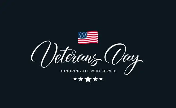 Vector illustration of USA Veterans Day calligraphic inscription.