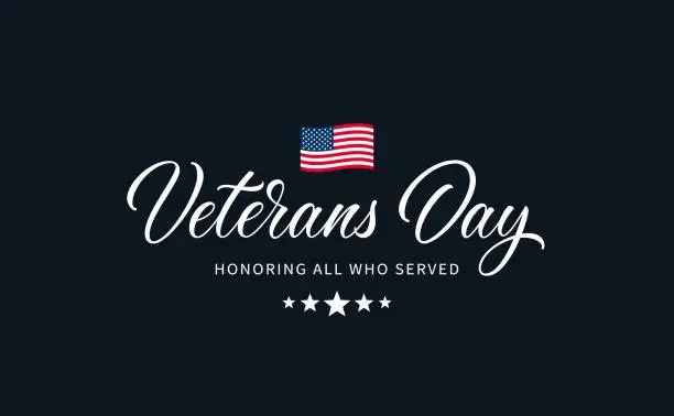 Vector illustration of Veterans Day text with lettering 