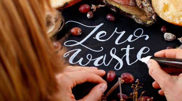 istock Somebody writing on a chalkboard Zero Waste lettering 1270190408