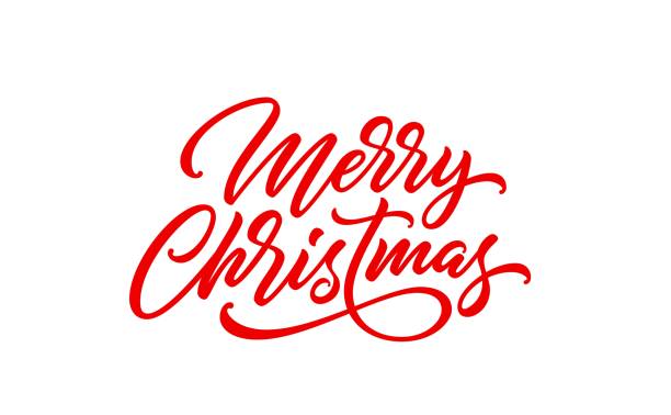 Merry Christmas text. Merry Christmas text. Xmas calligraphic inscription. Christmas handwritten lettering for postcard, poster, banner design element. merry christmas stock illustrations