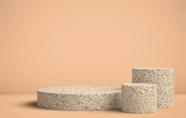 istock Stone podium on beige background. Minimal background for product presentation 1270190516